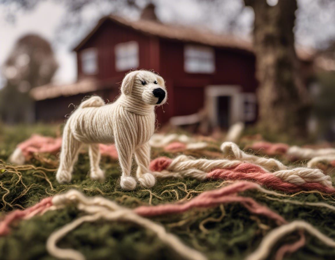 Yarn Sculpture of Anatolian Shepherd Dog