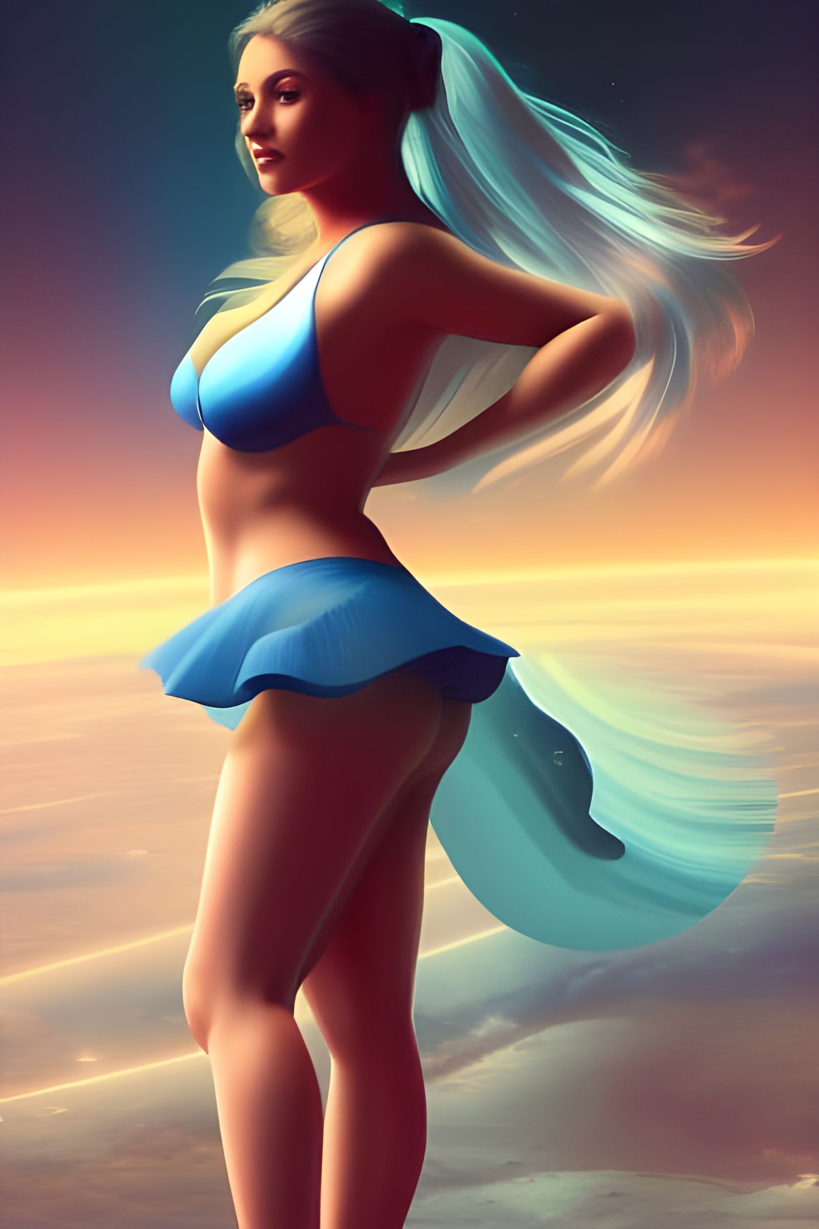 Curvy Astronaut on Alien Planet, Digital Art