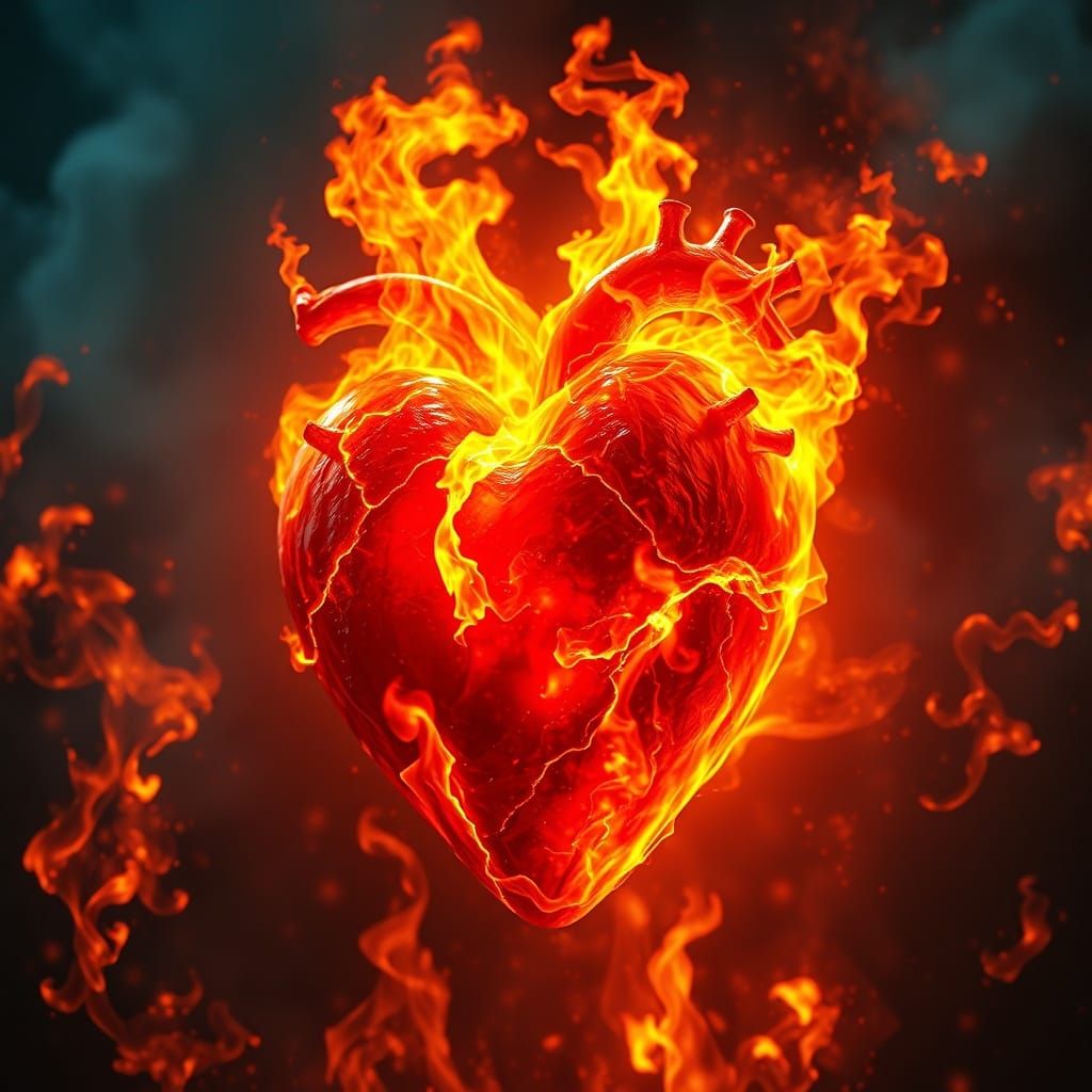 Epic Cinematic Heart Ablaze with Fierce Passion