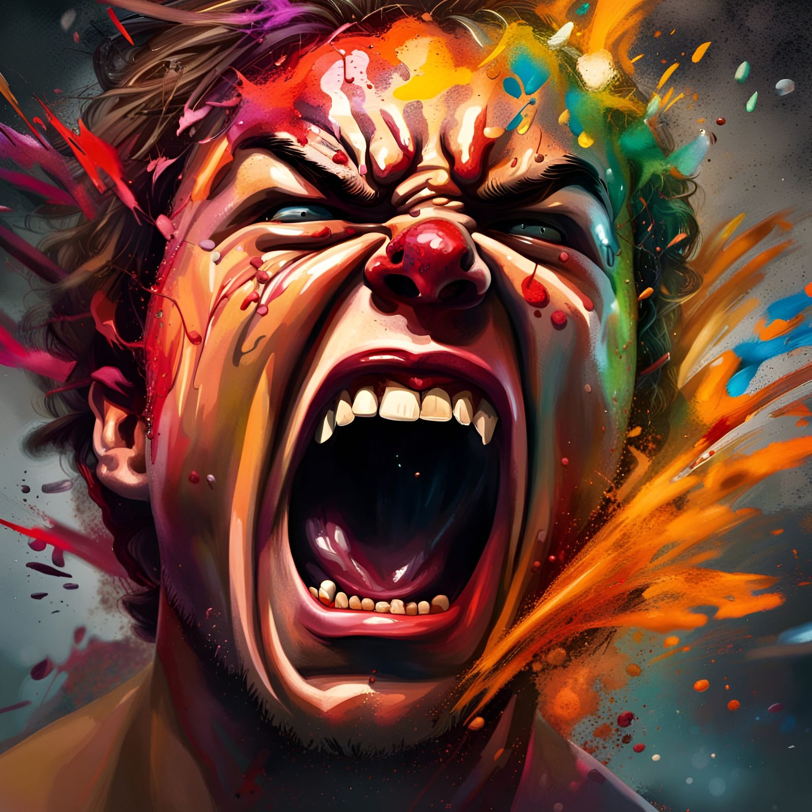 Intricate Splash Art of Anger and Fear