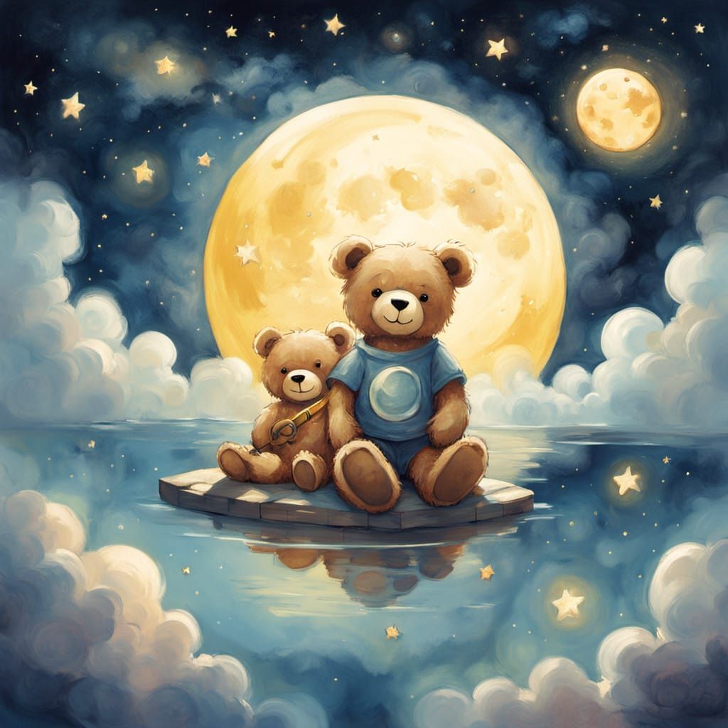 Boy Fishing on the Moon in Dreamlike Illustration