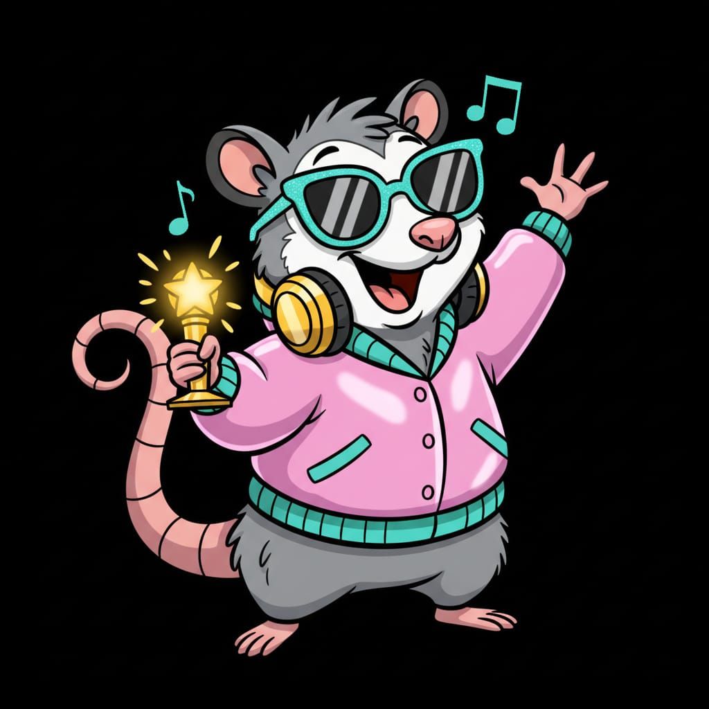 PopPossum: Cheerful Possum Pop Star Illustration