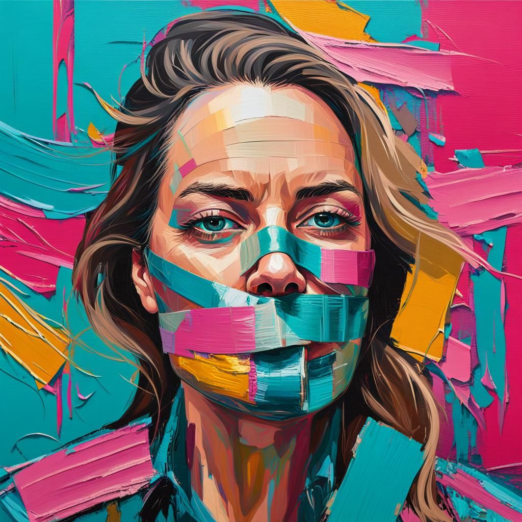 Abstract Portrait with Duct Tape in Pop Art Style