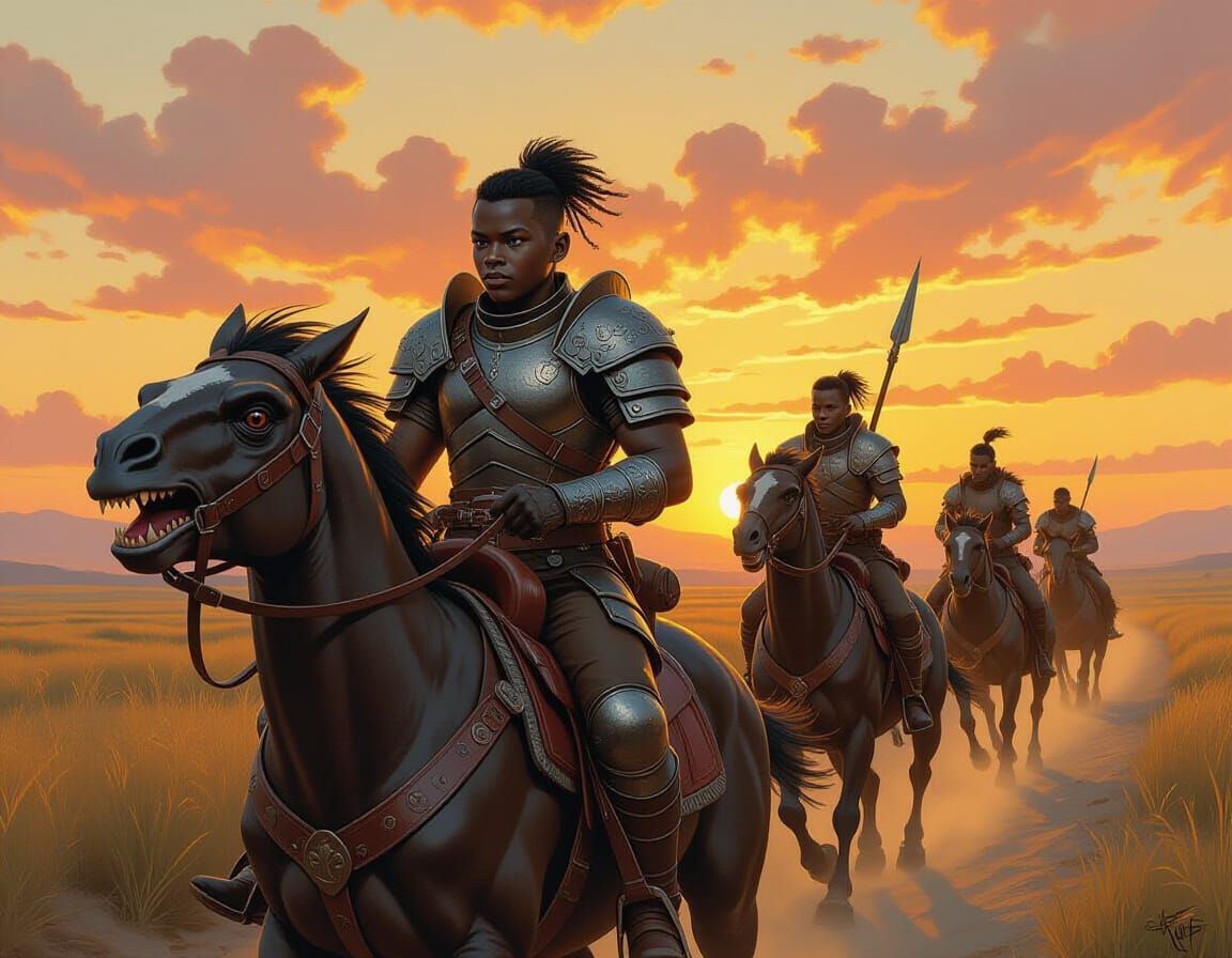 Orc Boy Races Utahraptor Steed: Hyperrealistic Oil Painting