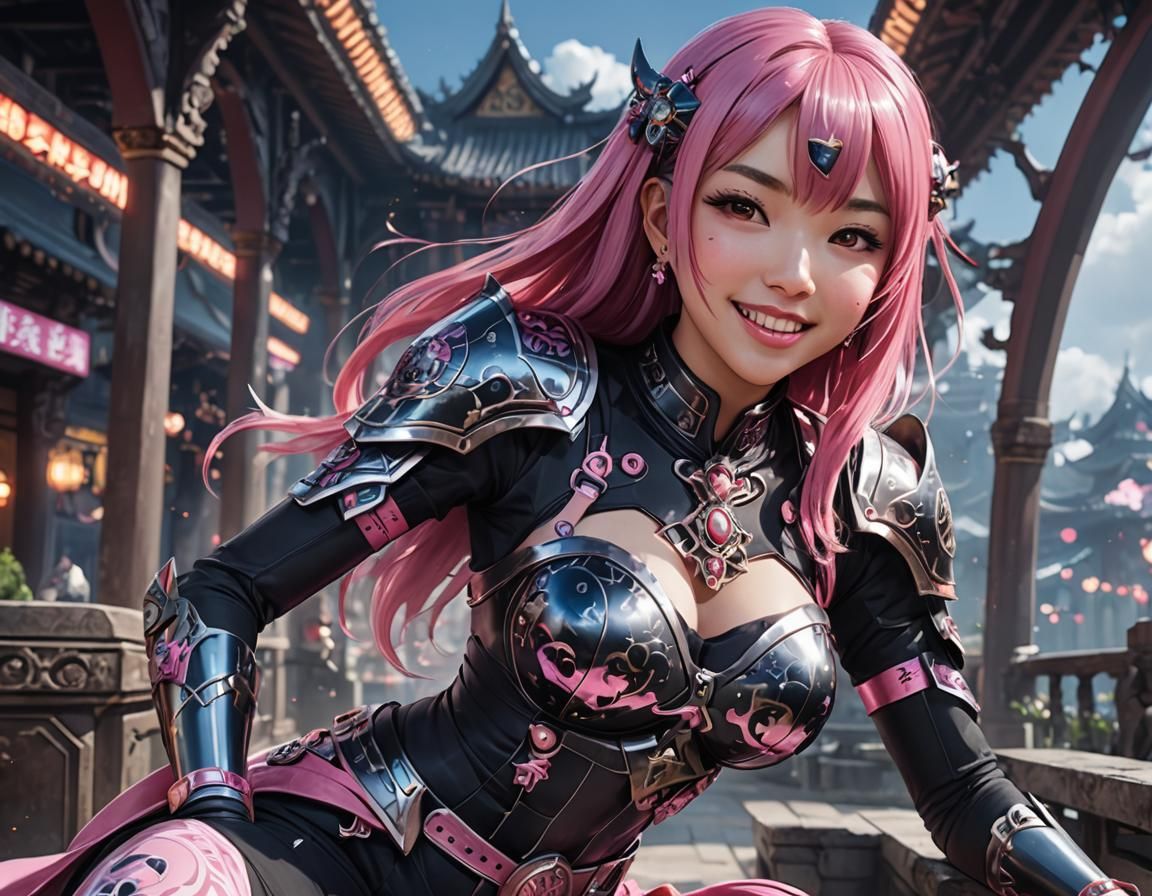 Anime Woman in Space During Supernova, 3D Render