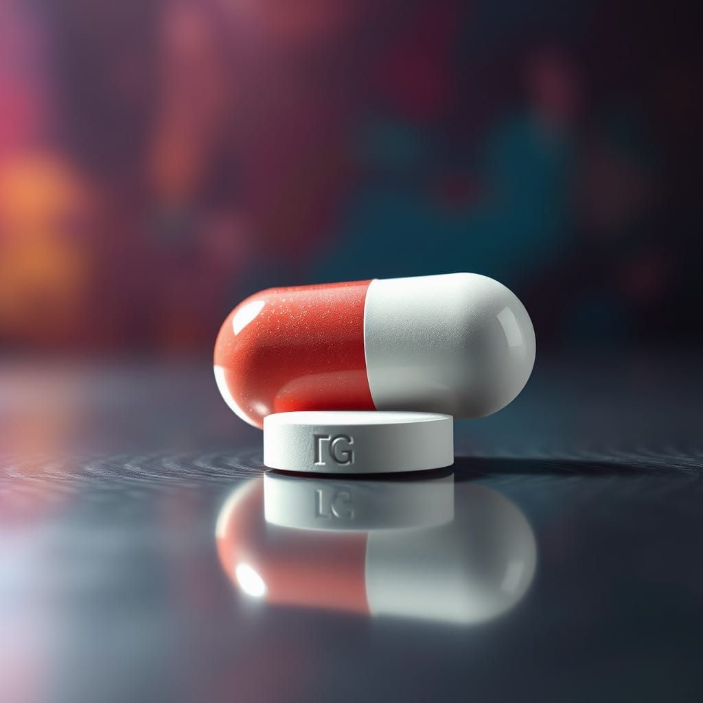 Hyperrealistic Prescription Pill on Stainless Steel