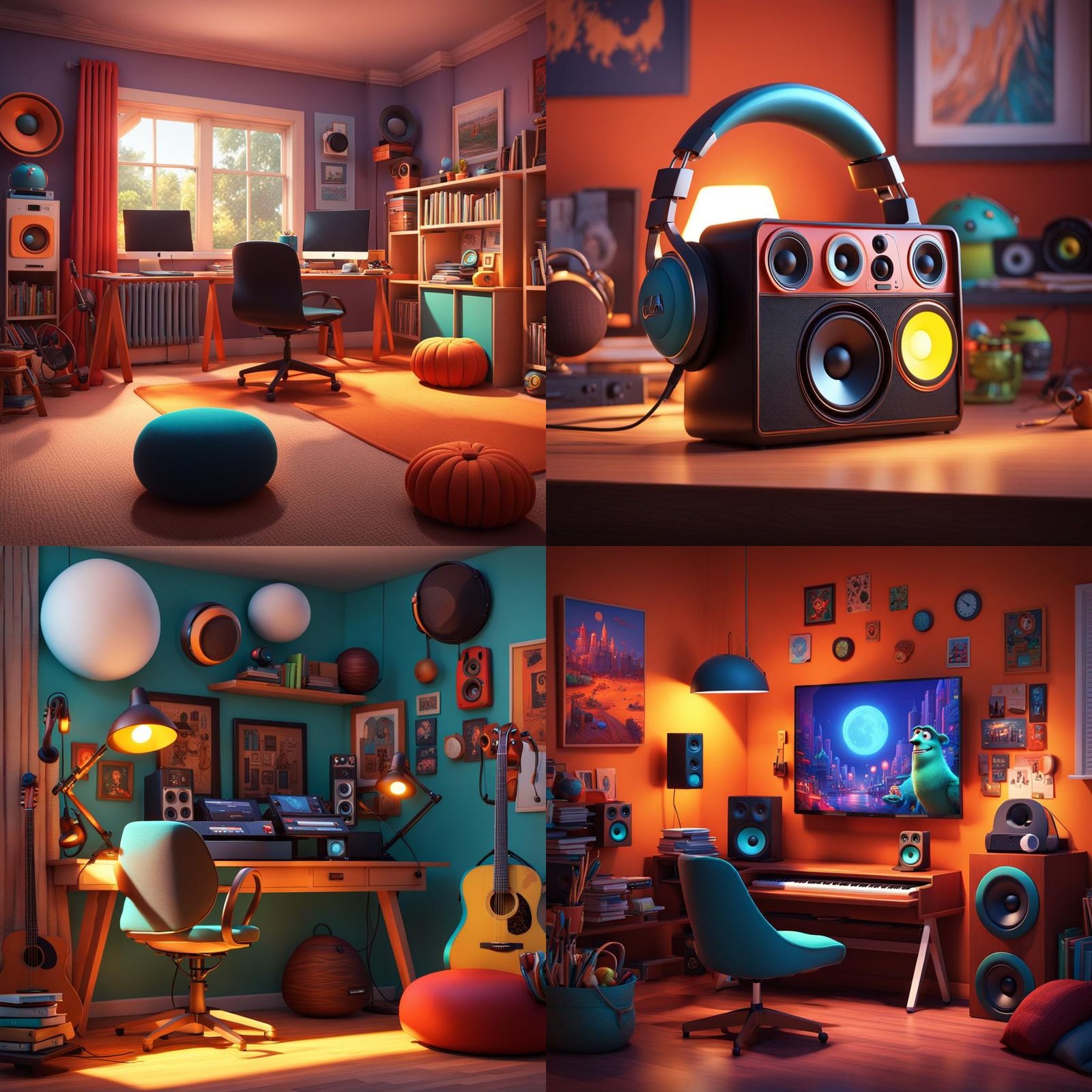 Girl Listening to Music in Brightly Lit Room