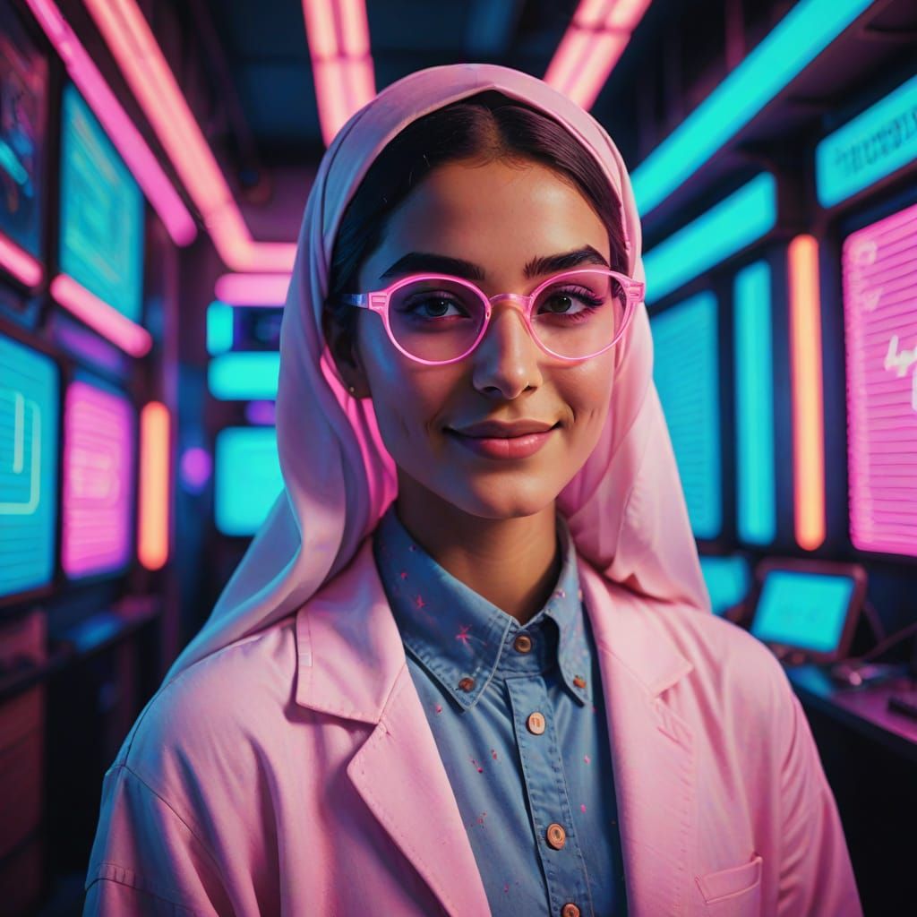 Neon Retro Nurse in a Synthwave World