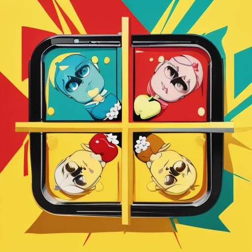 Chibi Characters eating apple strudel