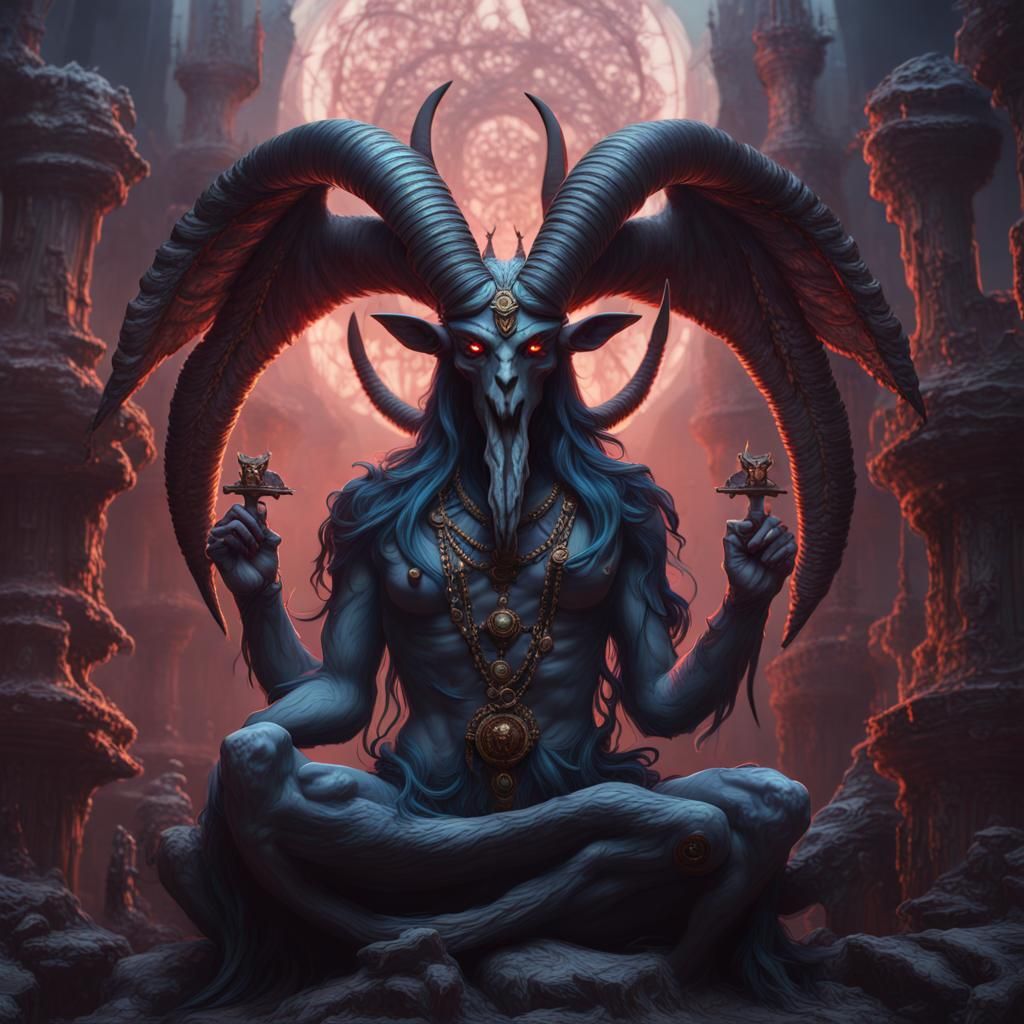 Baphomet Kali Hybrid: Detailed Fantasy Concept Art
