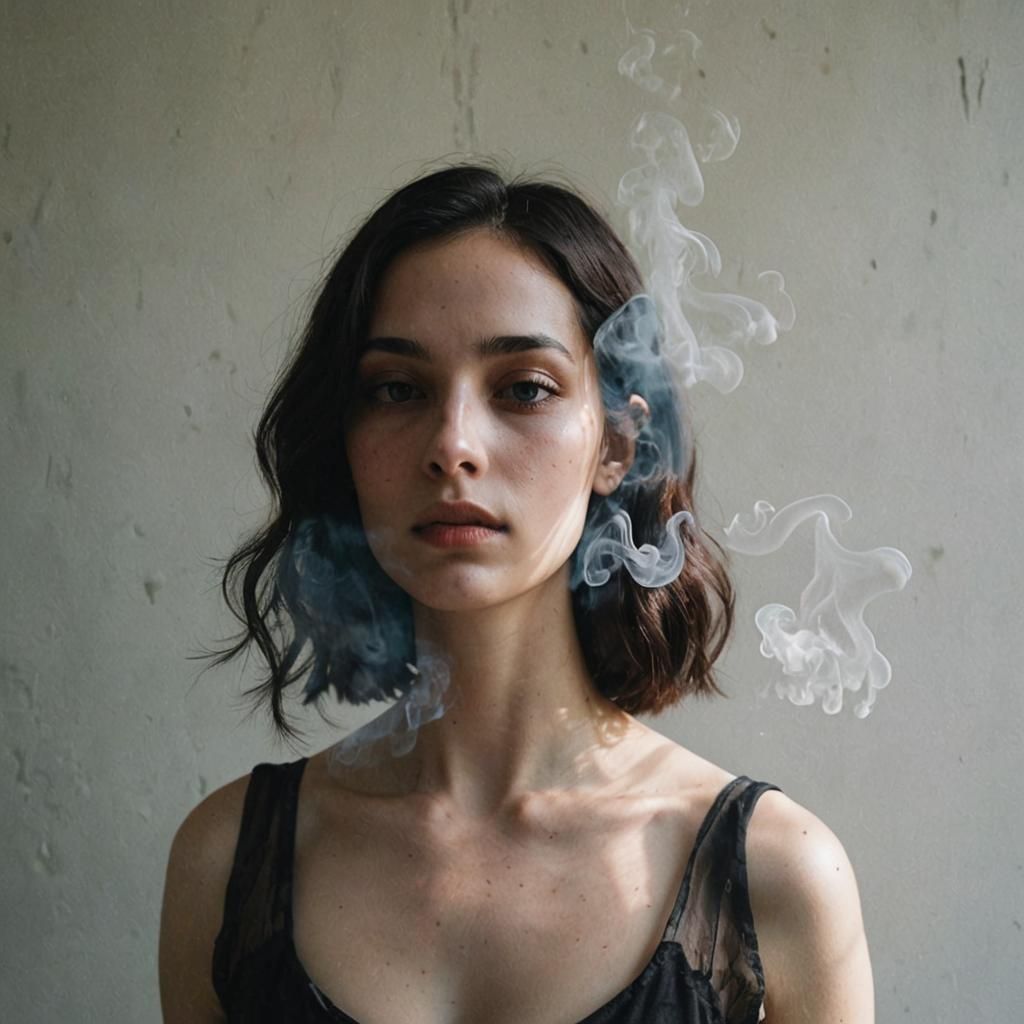 Liminal Space with Translucent Shadows and Smoke