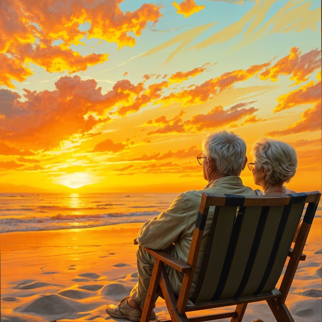 Golden Sunset Beach Scene of a Loving Family