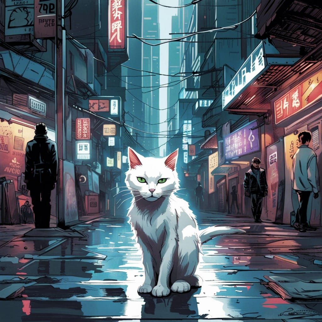 White Cat in Cyberpunk Hong Kong, Comic Book Art