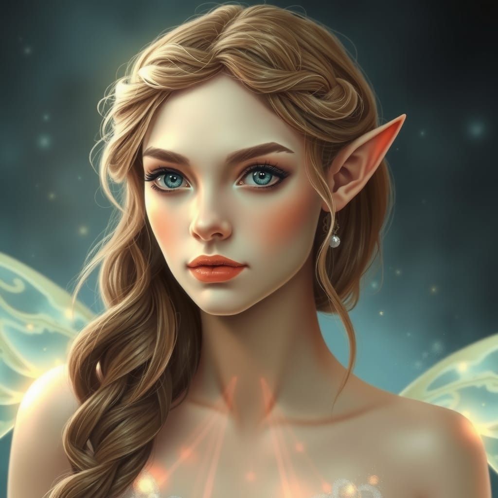 Ethereal Woman with Luminous Body in Watercolor Style