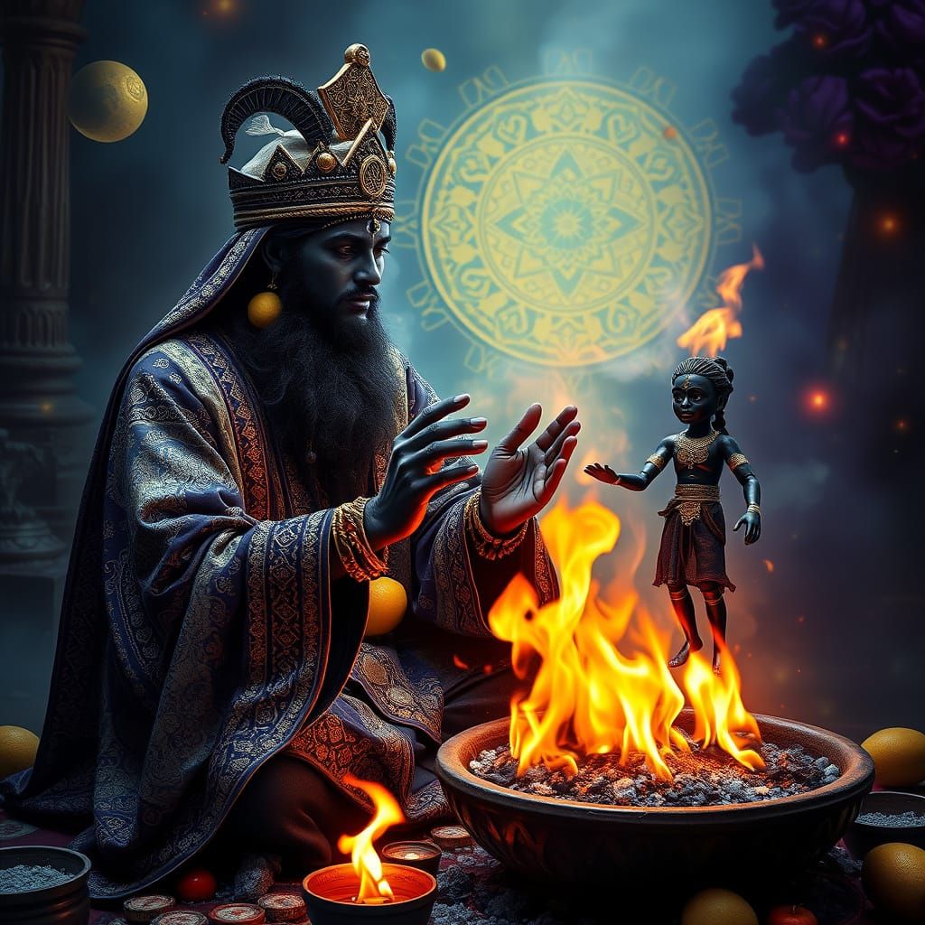 Indian Magician Performs Dark Magic Ritual in Digital Surrea...