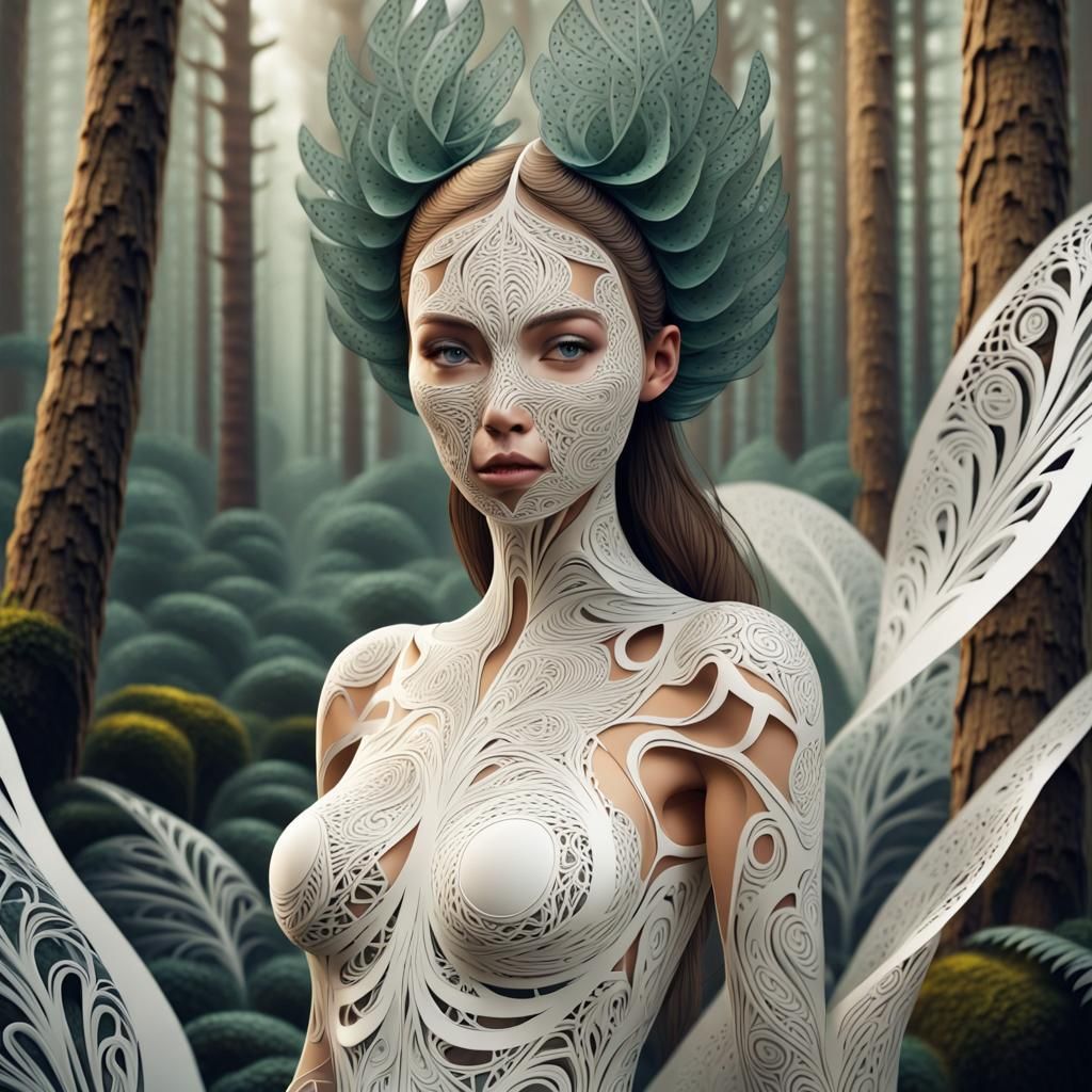 Rice Paper Woman in Scandinavian Forest