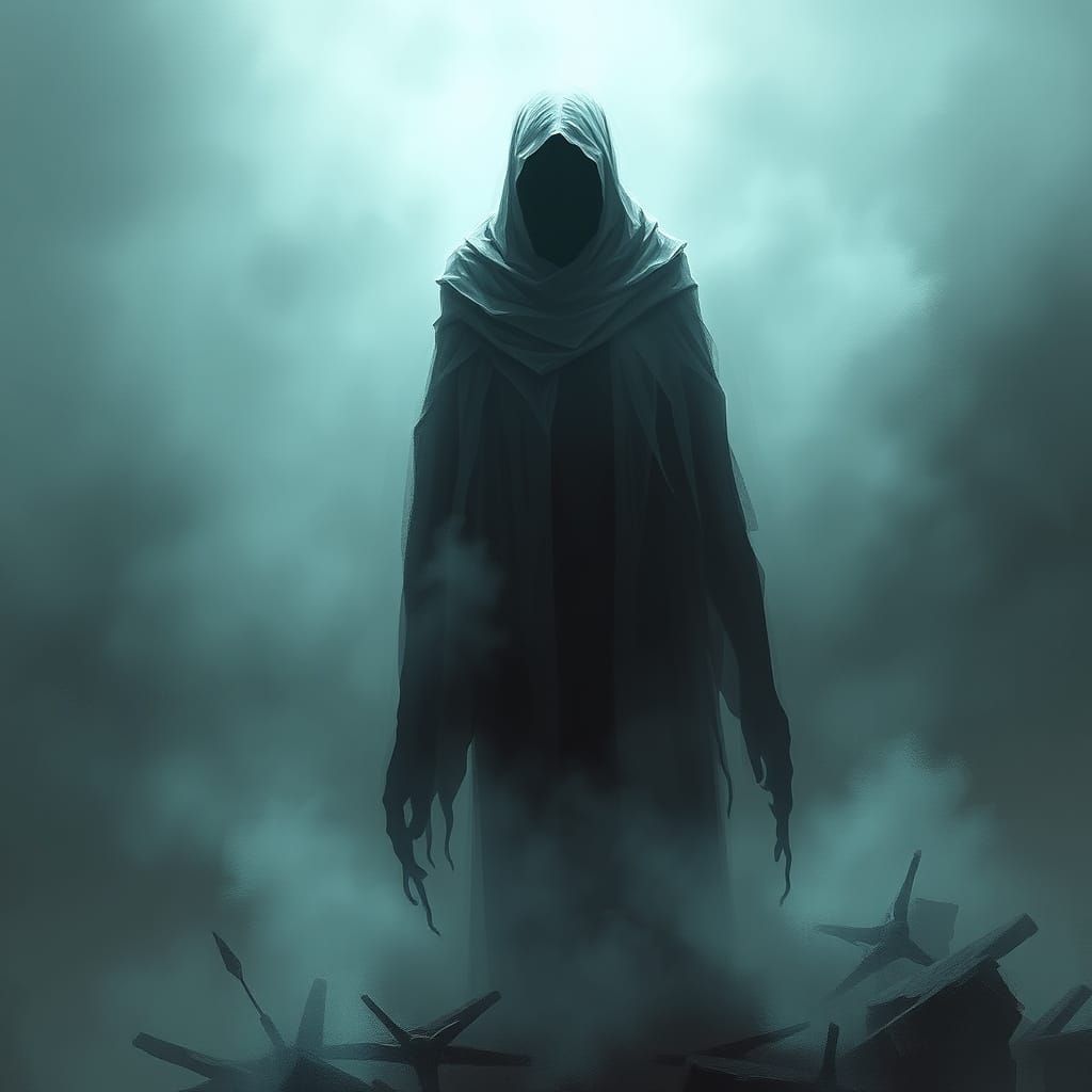 Mysterious Figure in Mist, Digital Concept Art