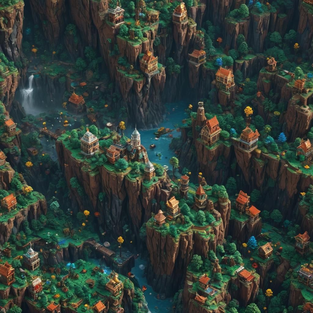 Detailed Lego World Matte Painting in Deep Color