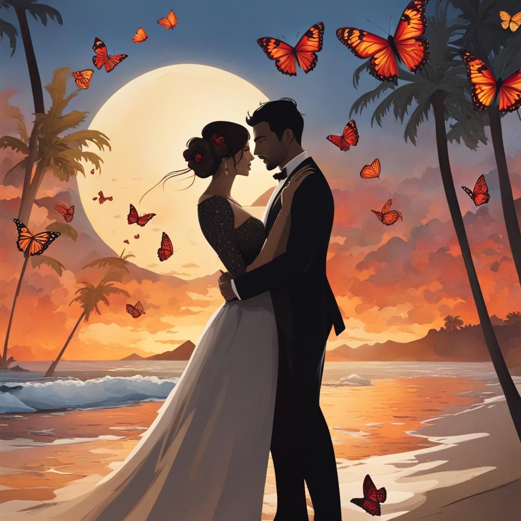 Chibi couple mail art ,dark hearts but full of  love and happy, two parts in one art, double exposure, best quality, dar...