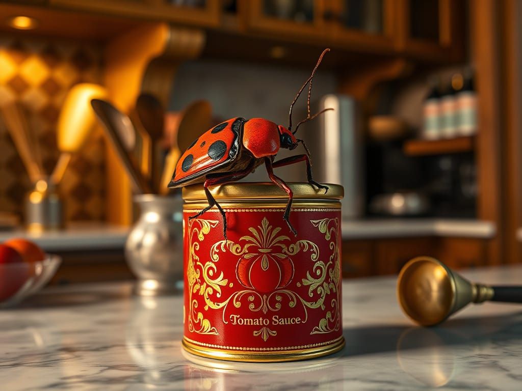 Luxurious Bug in a Golden Kitchen
