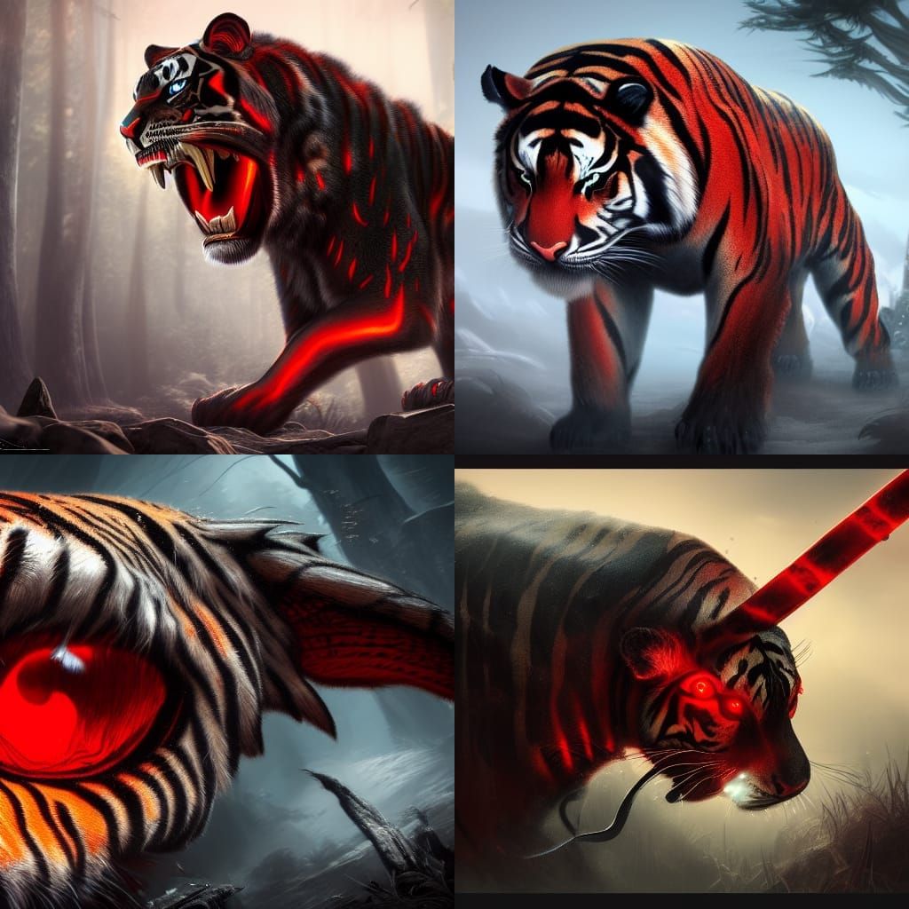 Detailed Black Saber-Tooth Tiger Concept Art