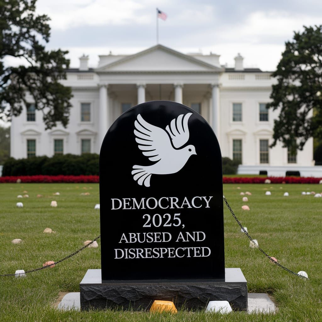 Tombstone of Democracy on the White House Lawn