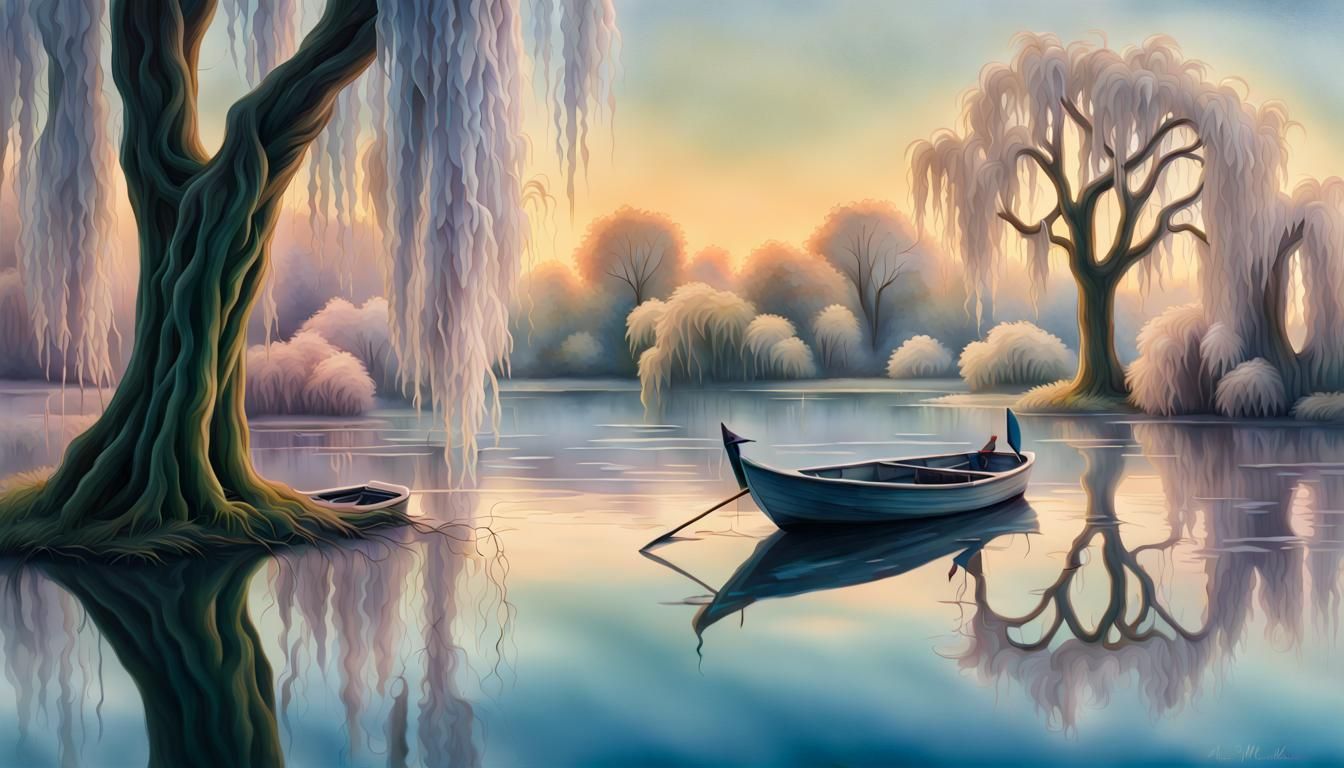 Sword Rises from Lake in Fantasy Realism Style