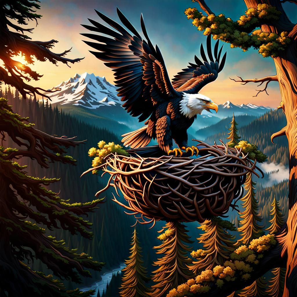 Eagle Nest in Washington: Detailed Matte Painting