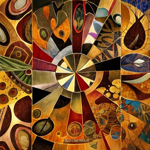 Abstract Botanical Design with Fractured Geometric Shapes