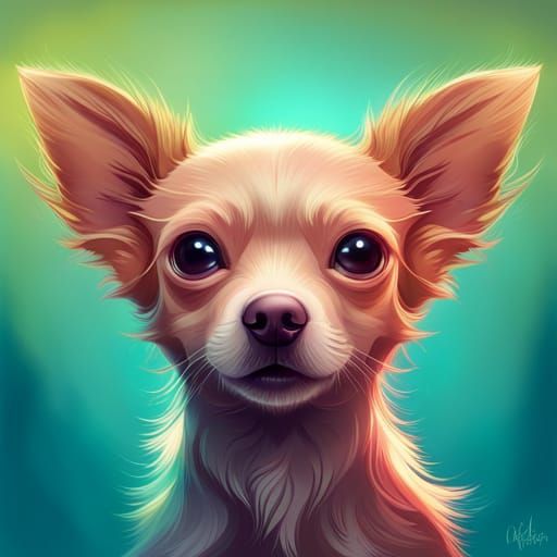 Cute Chihuahua Portrait in Hyperdetailed Digital Art Style