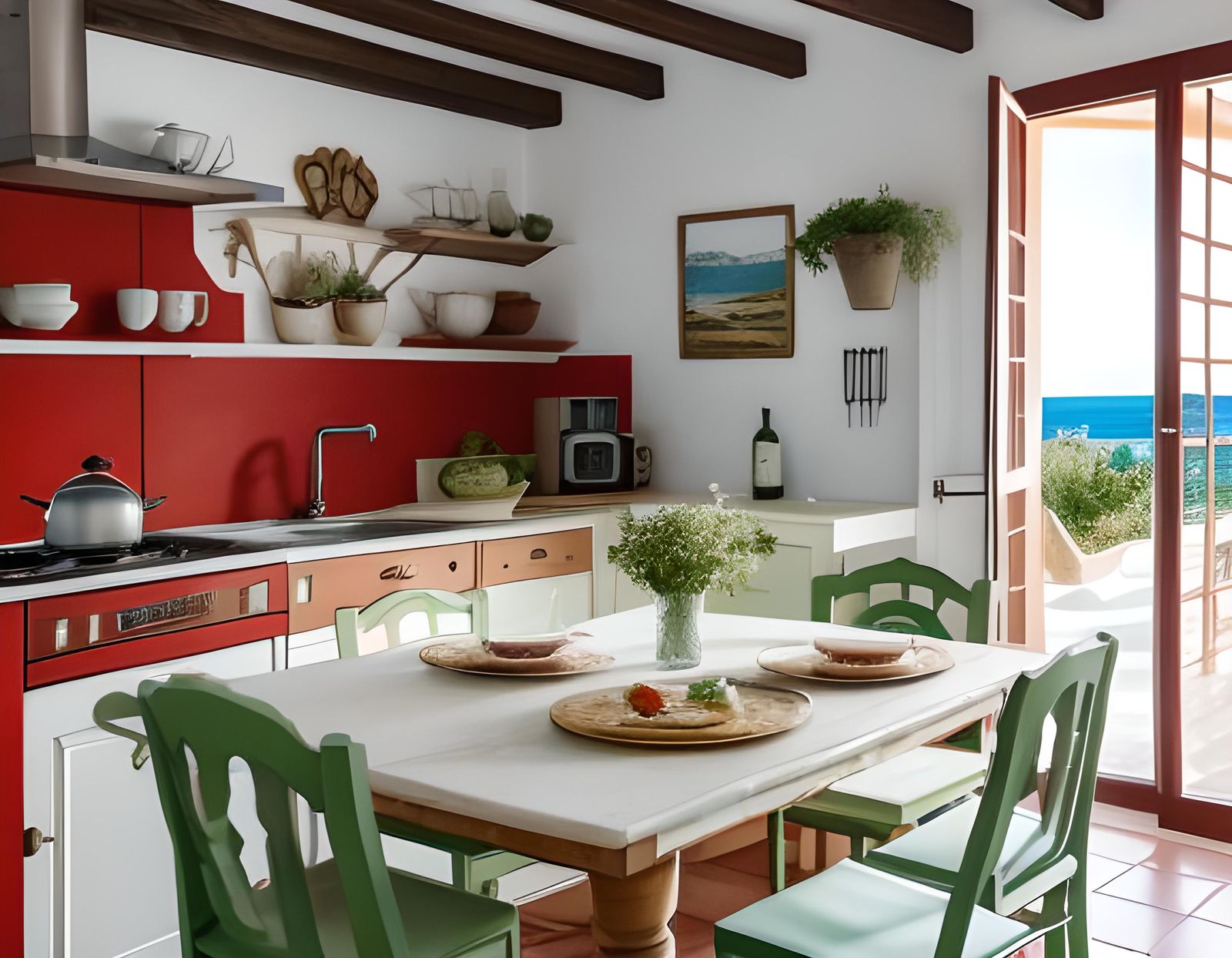 Balearic Islands home kitchen with a view