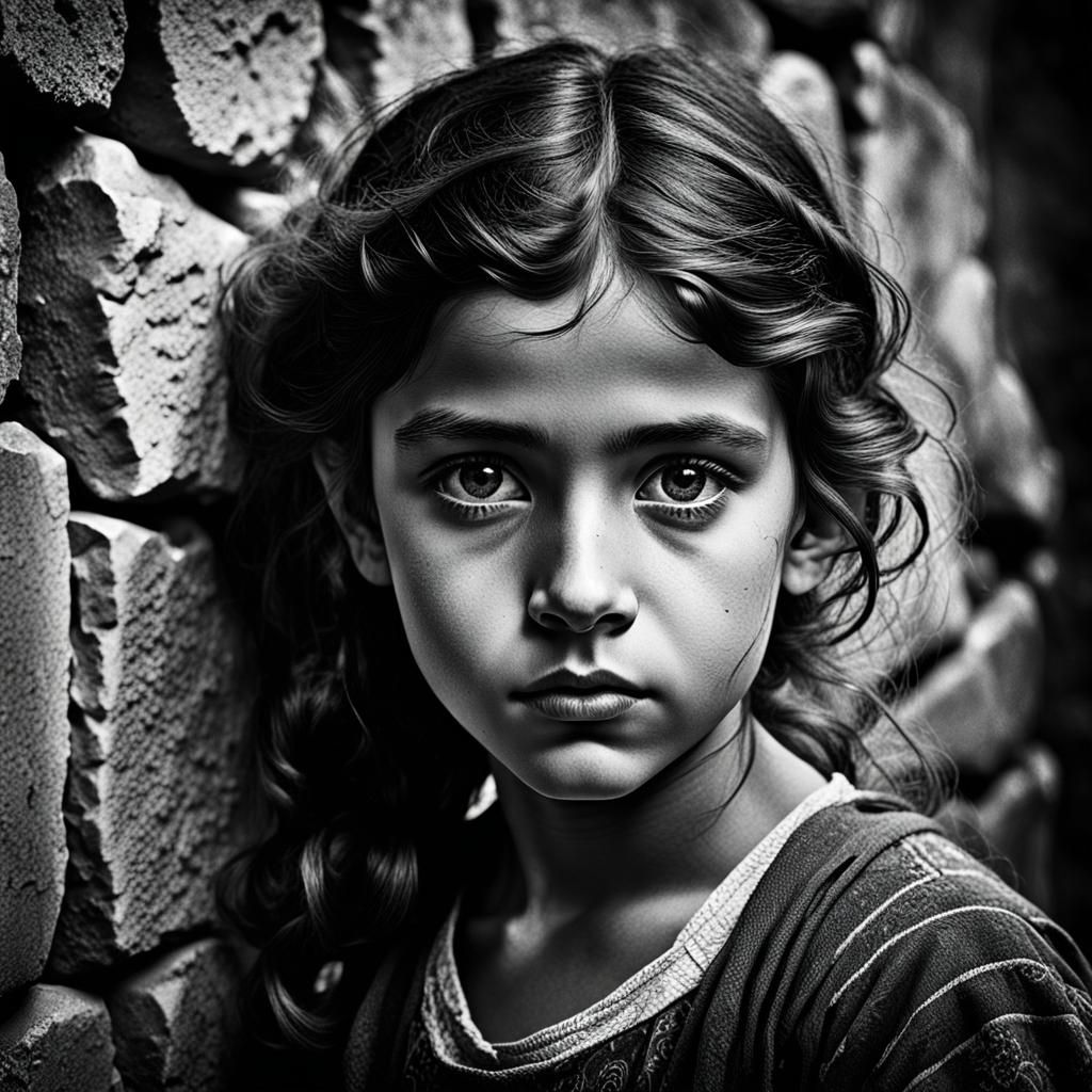 Pensive Gypsy Girl Portrait in Dramatic Lighting