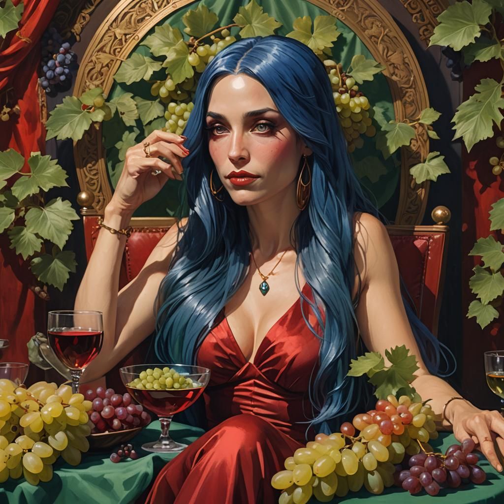 Blue-Haired Woman in Bikini, Hyperdetailed Portrait