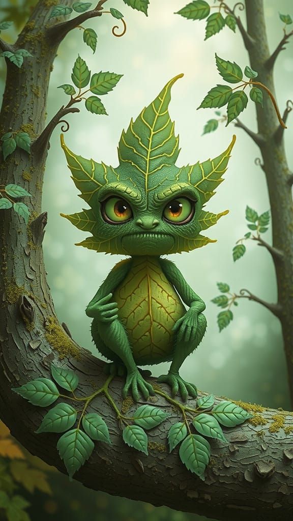 Cozy Autumn Woodland Sprite with Deep Sorrow