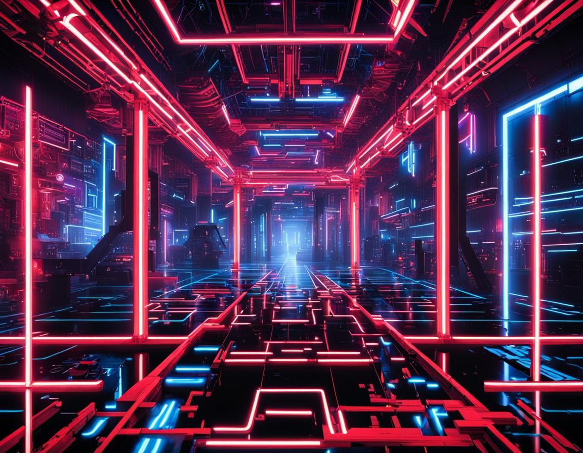 Neon Cyberpunk Maze of Altair in Dystopian Future