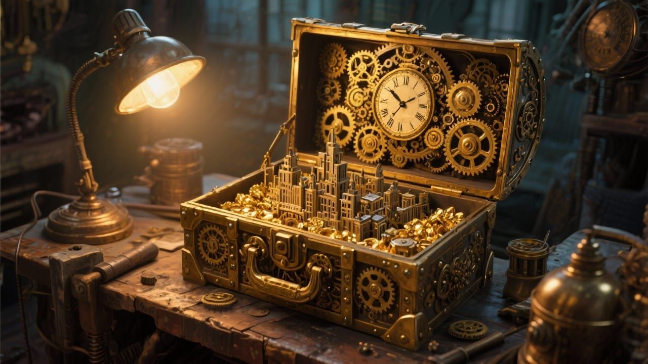 Clockwork Treasure Chest Reveals Golden City