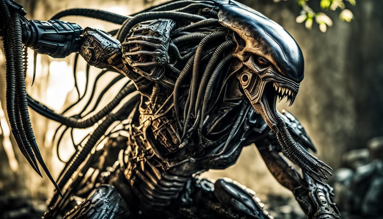 Hyperrealistic Predator and Alien Hybrid