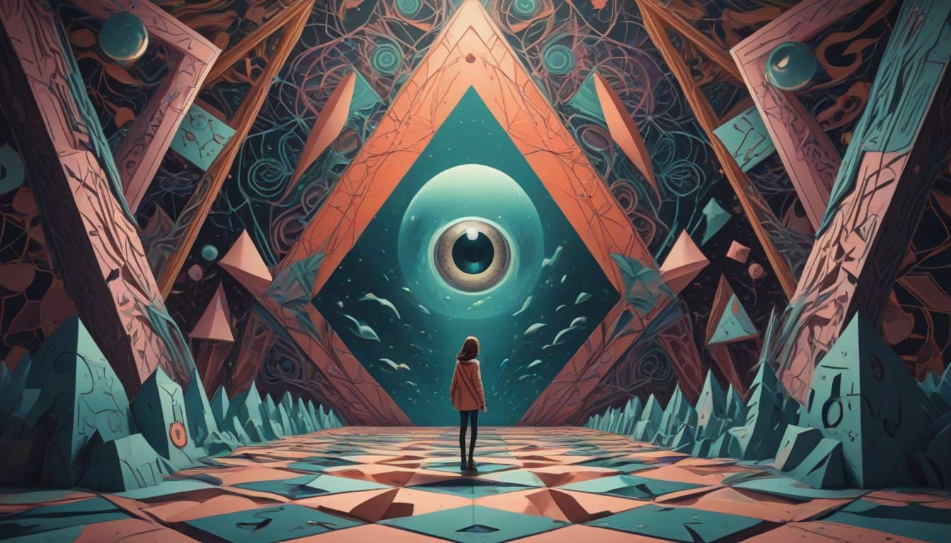 Surreal Looney Tunes Character in Mirrored Tessellations