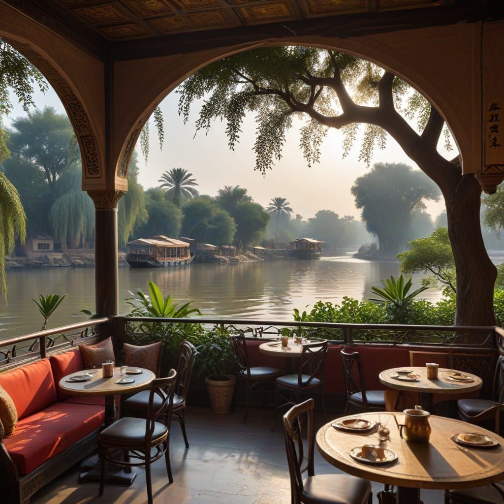 Vibrant Oriental Scene Along the Nile