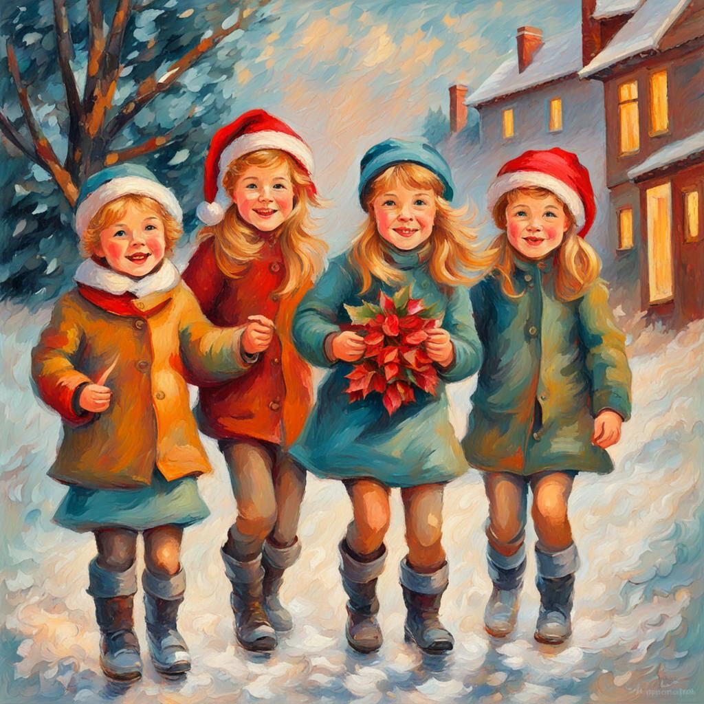 Retro Christmas Card in Expressionist Style