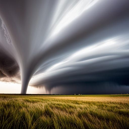 Aggressive tornado, severe rainstorm, plains in Kansas