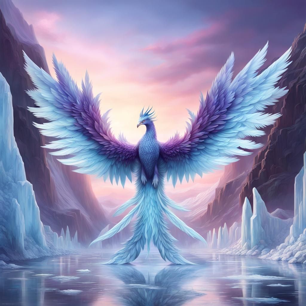 Crystal Ice Phoenix Rising: Digital Matte Painting