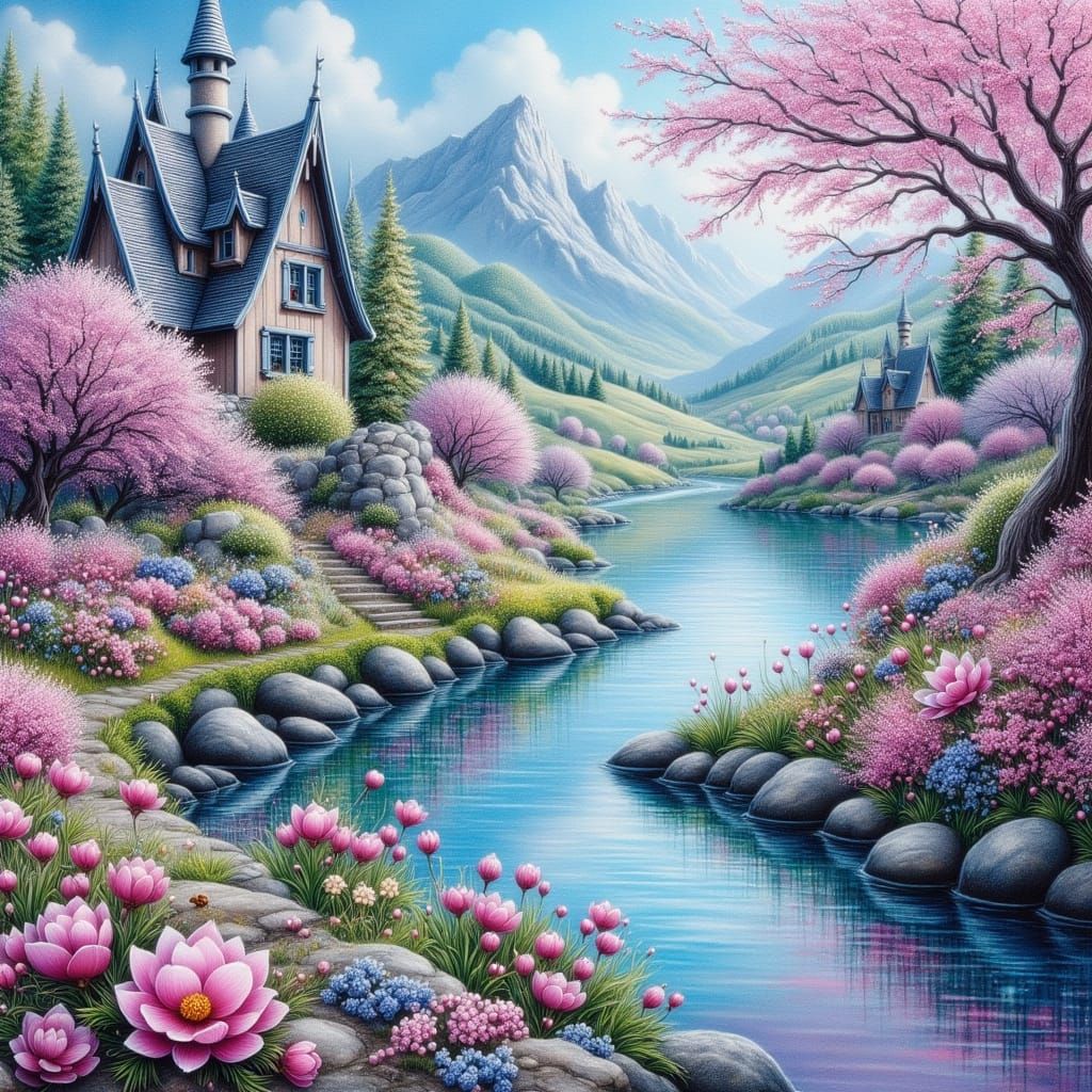Vibrant Candy Landscapes in Airbrush Style