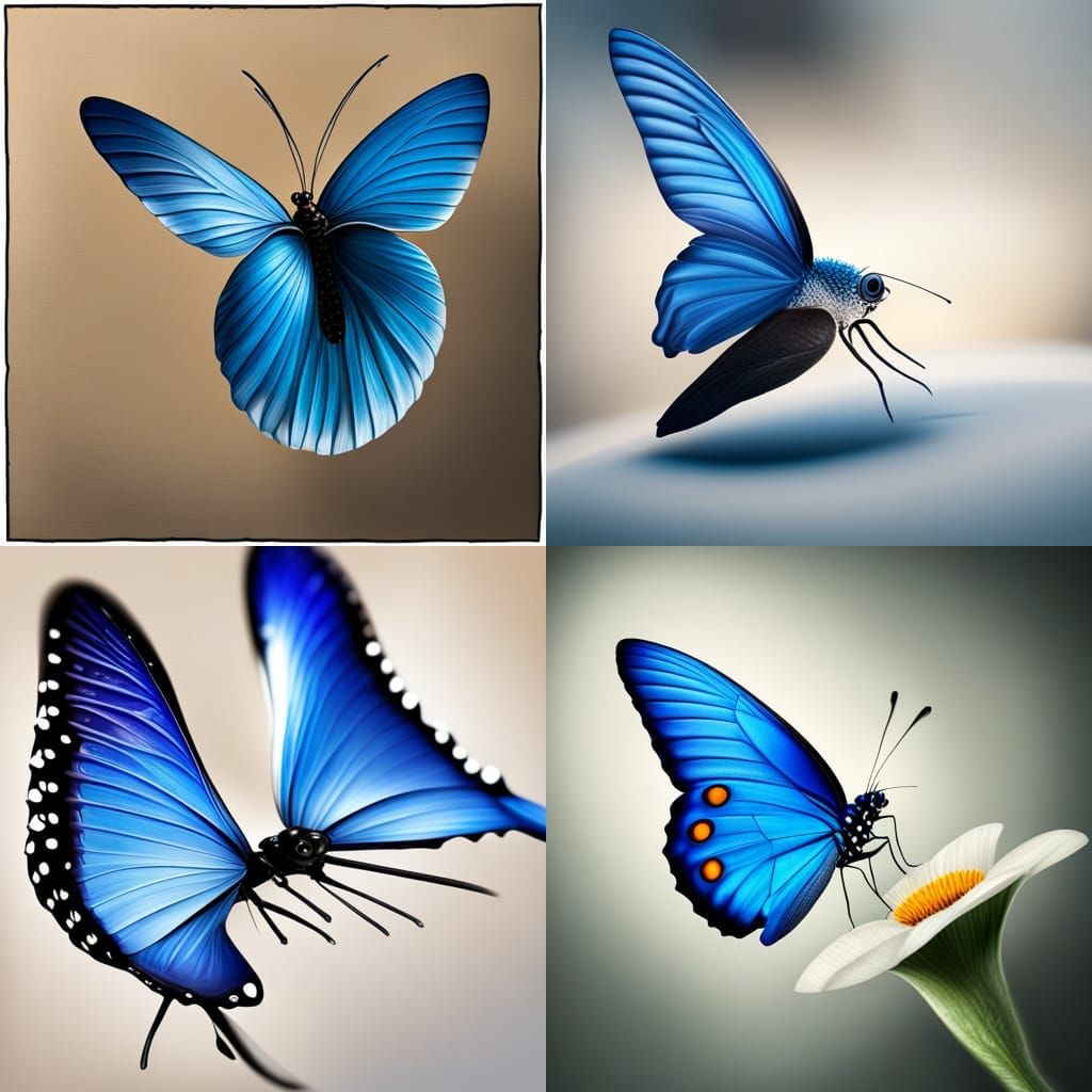 Photorealistic Blue Butterfly Close-Up