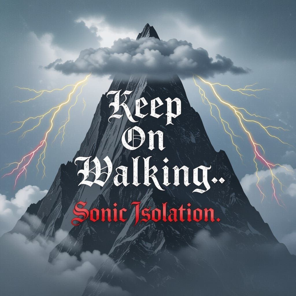 Wild Black Mountain Peak with Gothic Text