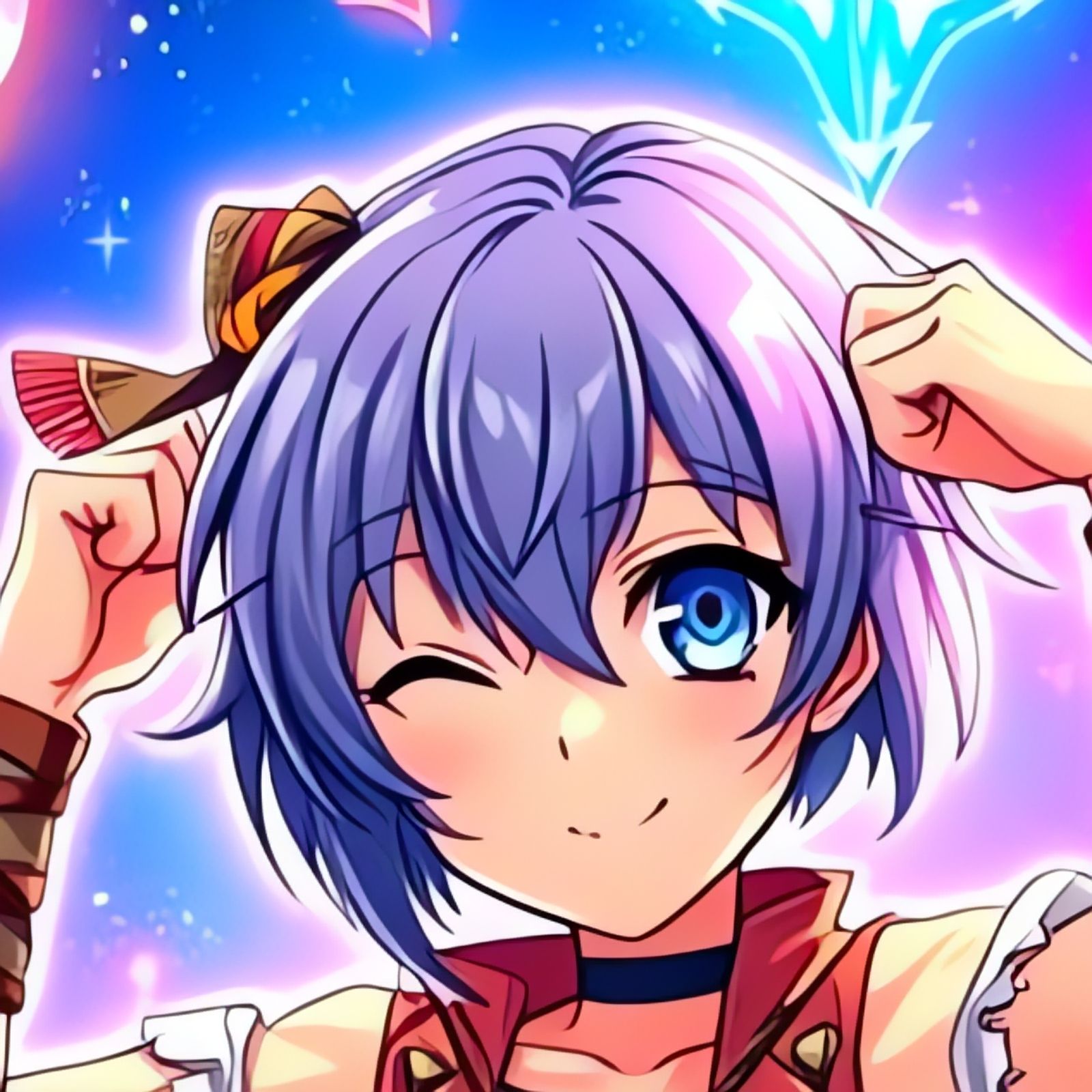 Epic Anime Earth-chan in Neon Cosmos