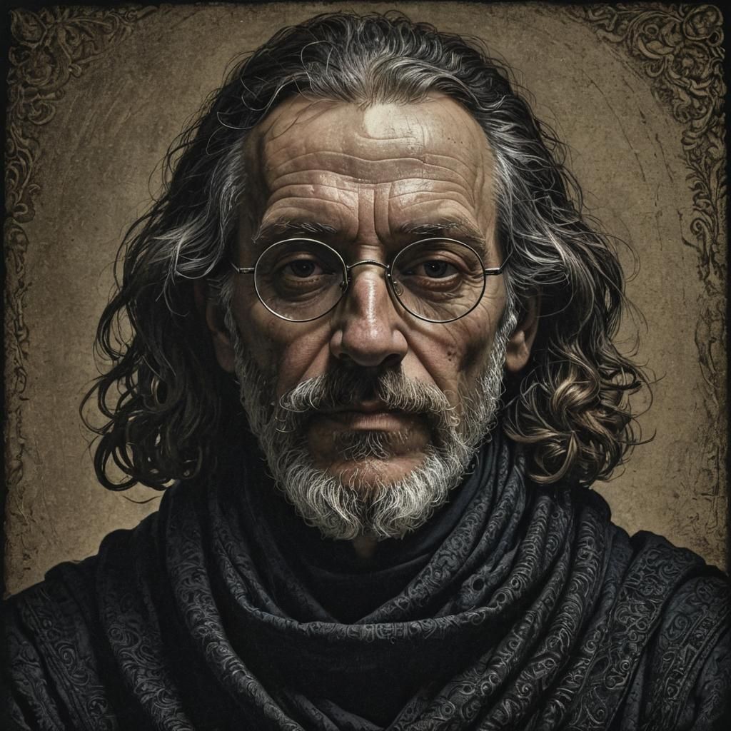 Baroque Fantasy Scholar in Intricate Etching Style