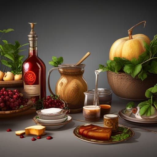 Rosh Hashanah Clip Art in a Detailed Digital Painting