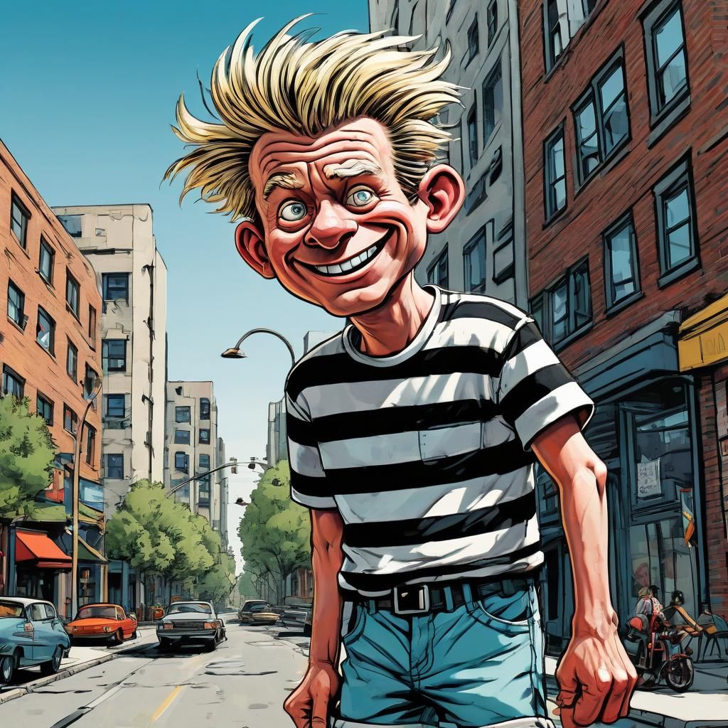 Dennis the Menace as Adult in Caricature Style