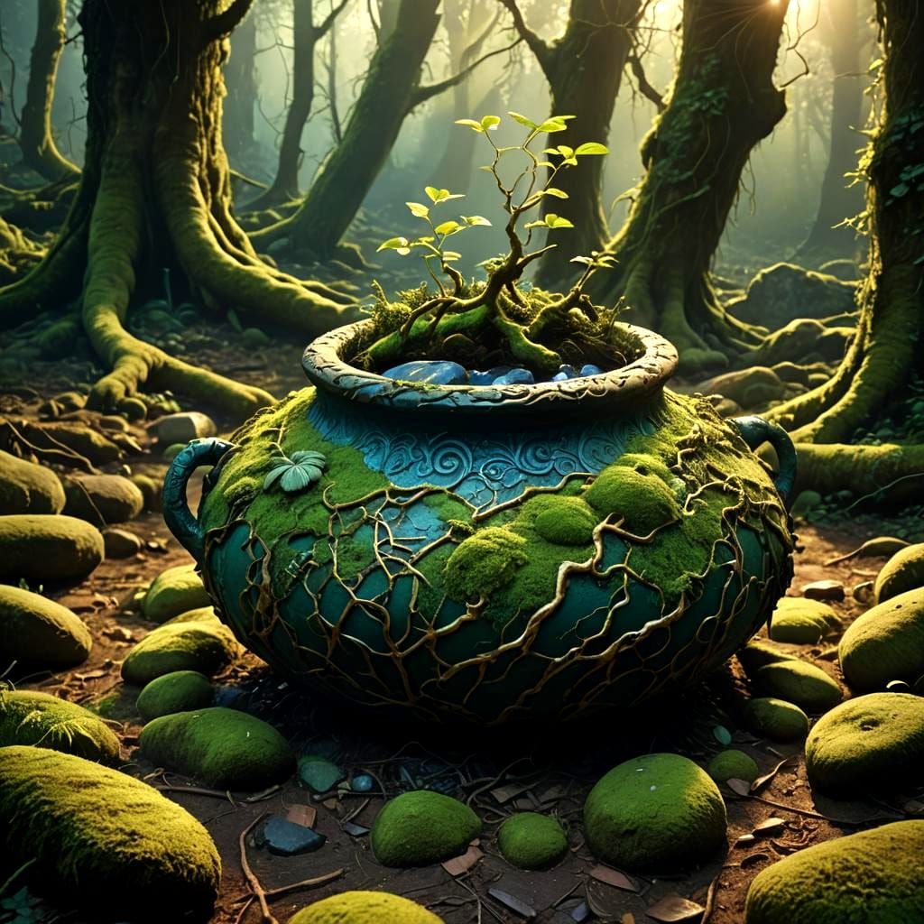 Porous Clay Pot Fired in Kiln: Fantasy Concept Art
